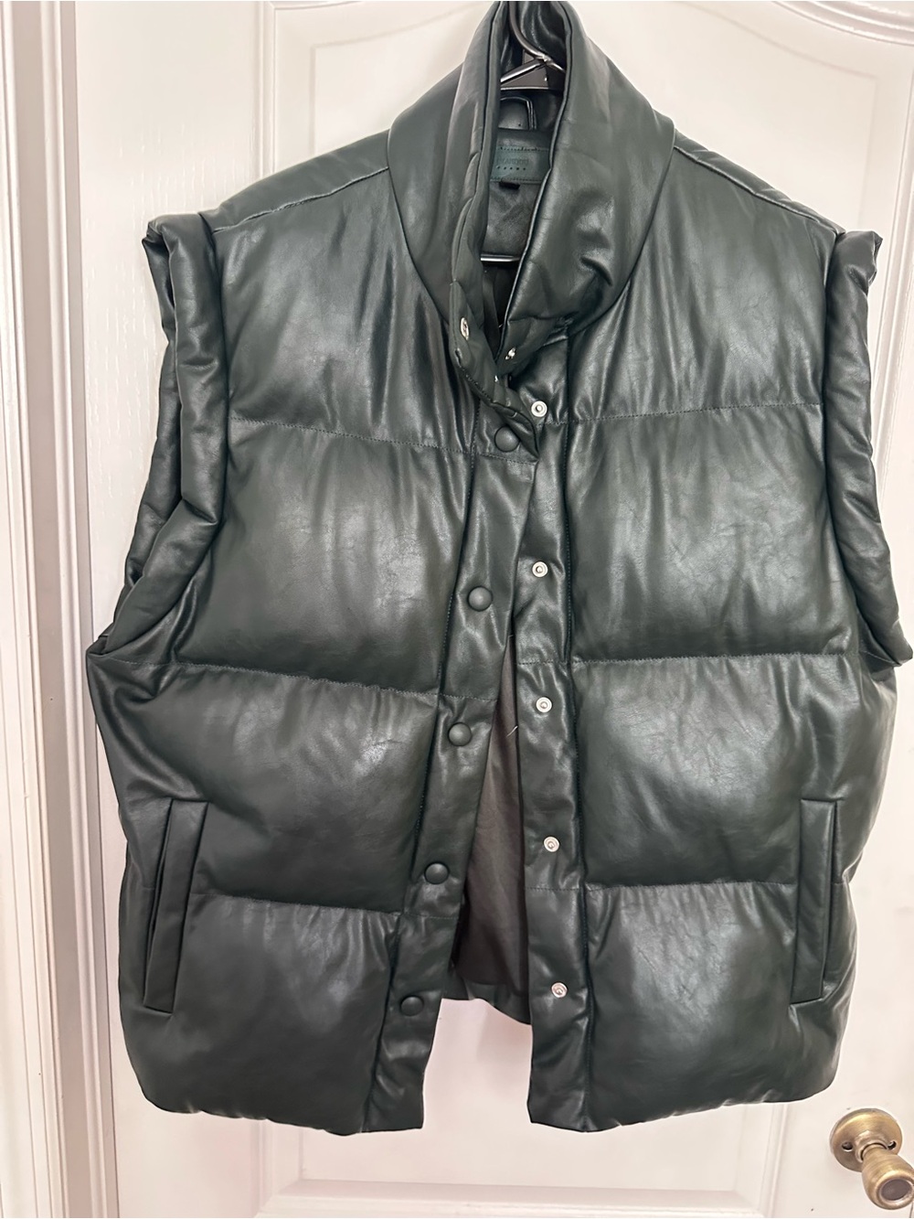 BLANKNYC Faux Leather Puffer Vest Black Large